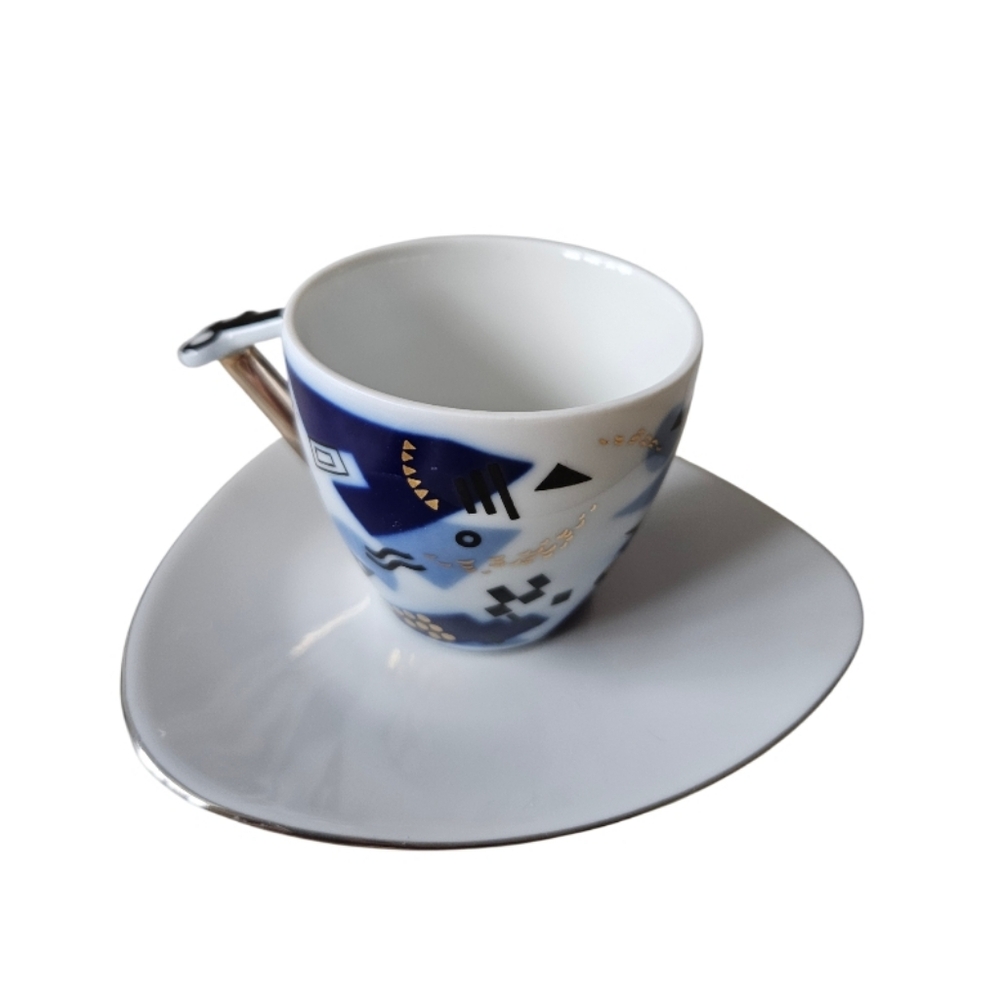 Vintage Karlovasky Porcelen  Postmodern " Delta Luxery Set Of 5 Esprosso/ Tea - Picture 12 of 16